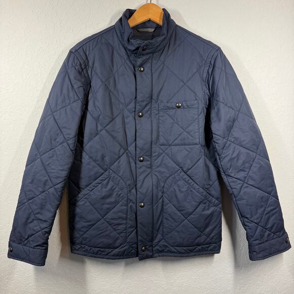 Men’s J. Crew Sussex Quilted Jacket Navy Thermore Full Zip Snap Closure Size S - Picture 2 of 9